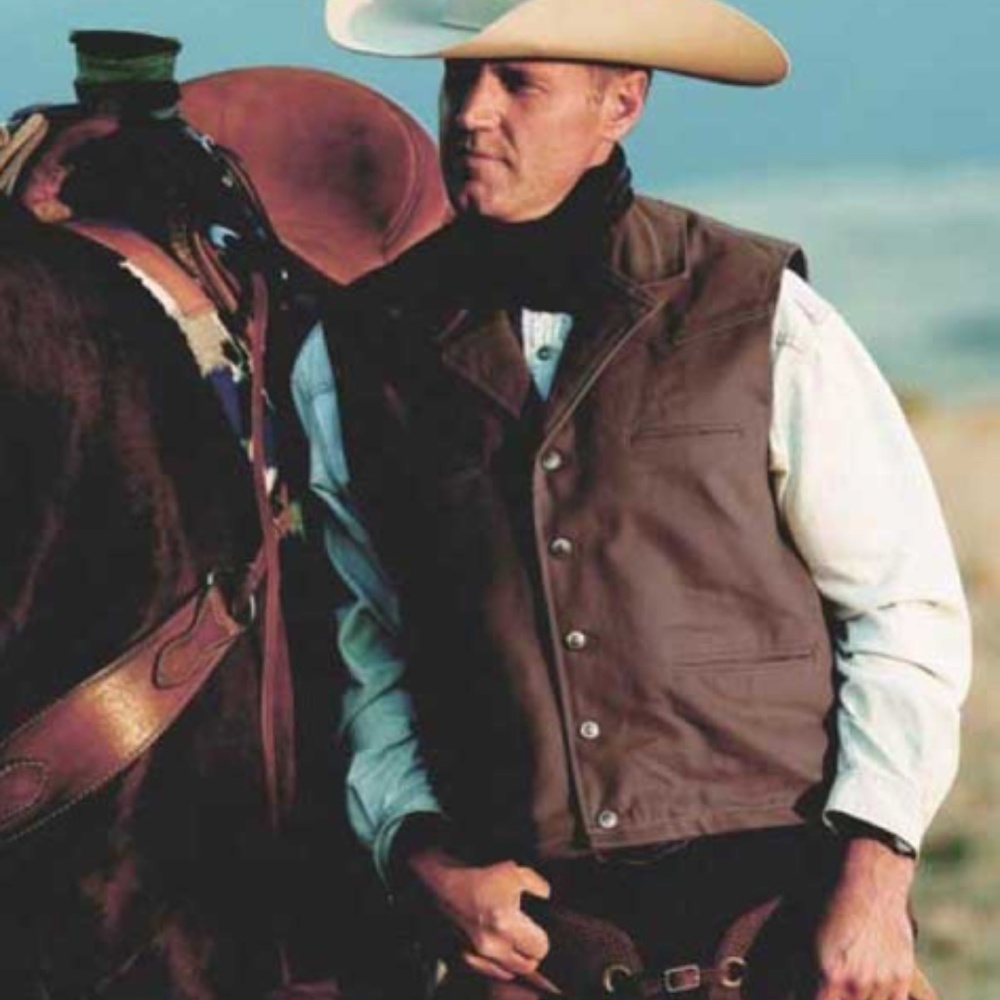 WYOMING TRADERS MENS CHOCOLATE BRONCO CANVAS VEST - Picture 8 of 8